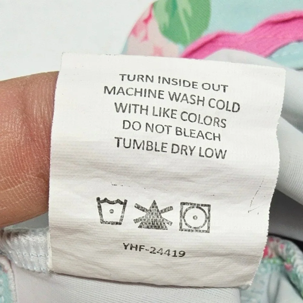 Mud‎ Pie Swimsuit Baby Girls 24M 2T Blue Floral Rose Pink Bow Ric Rac One Piece
